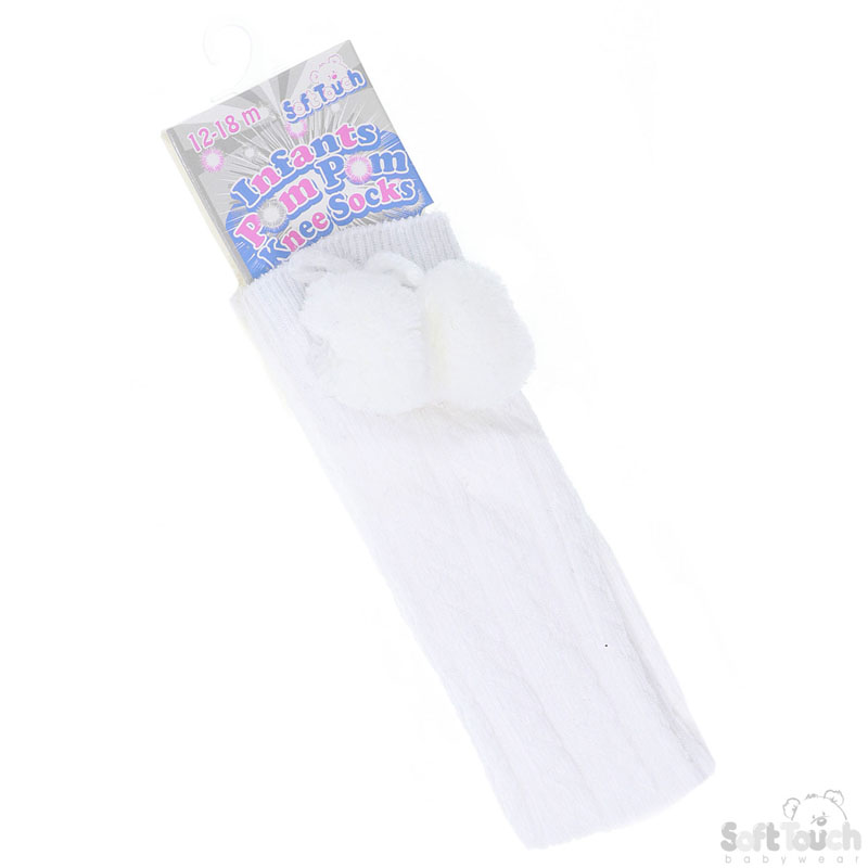 White Childrens Knee Length Socks No S108-W