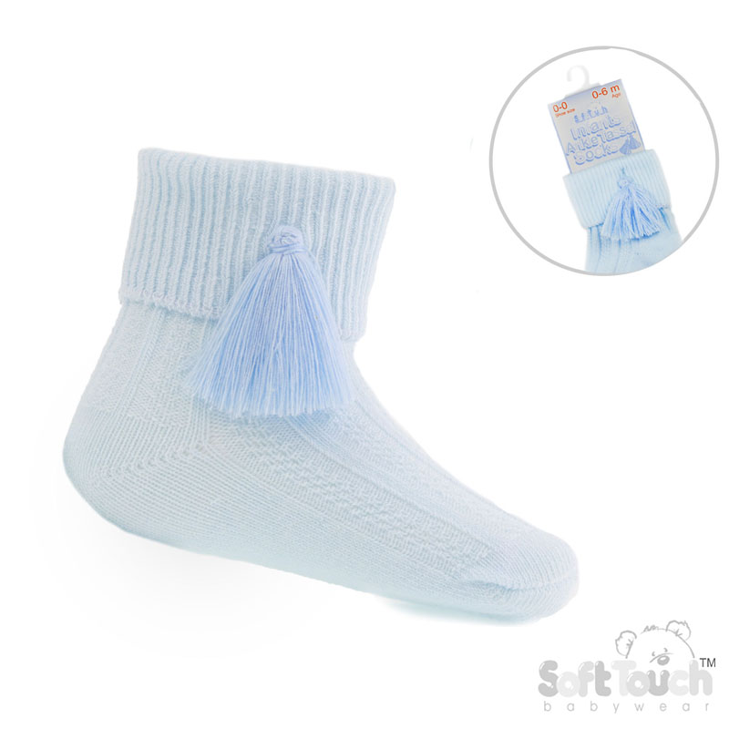 Blue Ankle Socks W/Tassle No. S125-B