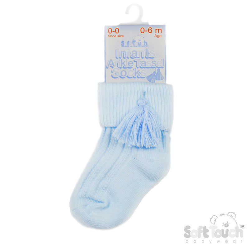 Blue Ankle Socks W/Tassle No. S125-B