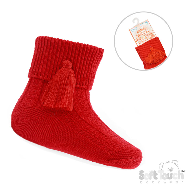 Red Ankle Socks W/Tassle No. S125-R