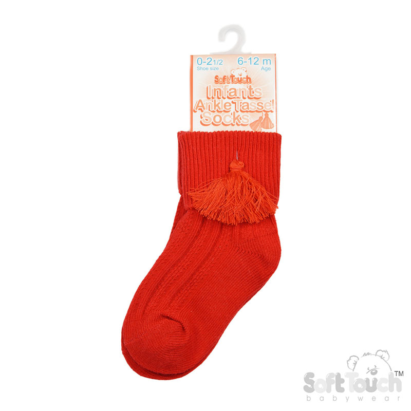 Red Ankle Socks W/Tassle No. S125-R