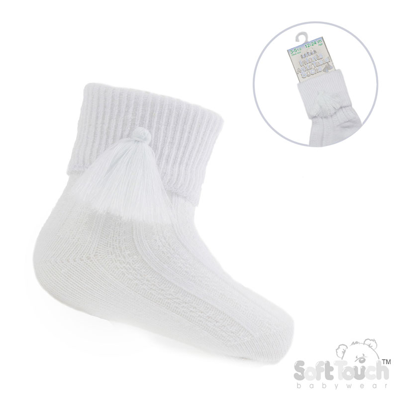 White Ankle Socks W/Tassle No. S125-W