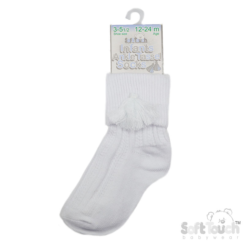 White Ankle Socks W/Tassle No. S125-W