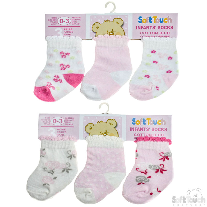 Girls 3 Pack Socks: S134