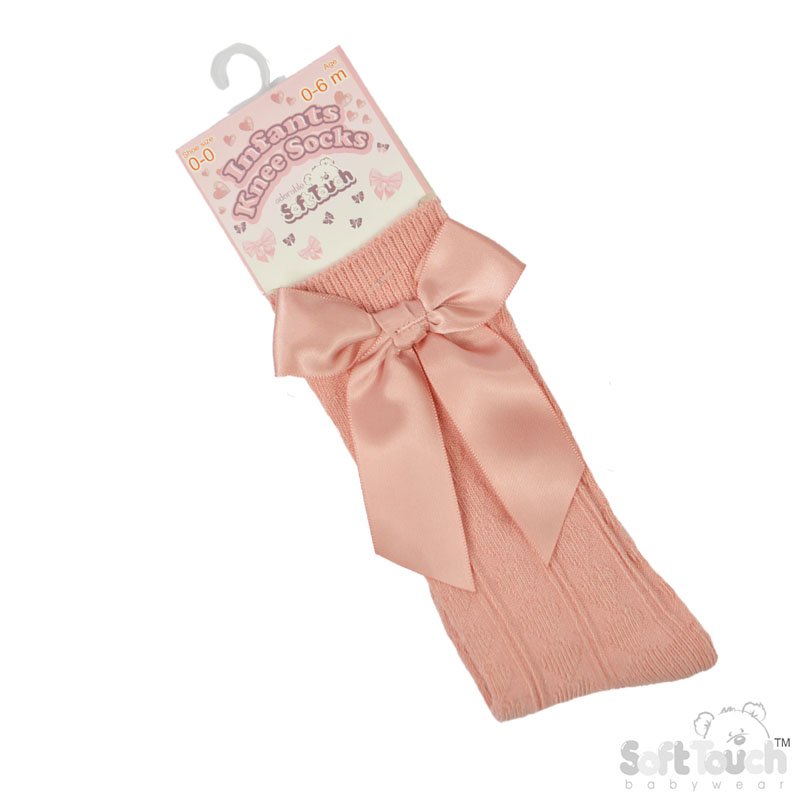 Rose Gold 'Adorable' Knee Length Socks w/Satin Bow : S141-RO