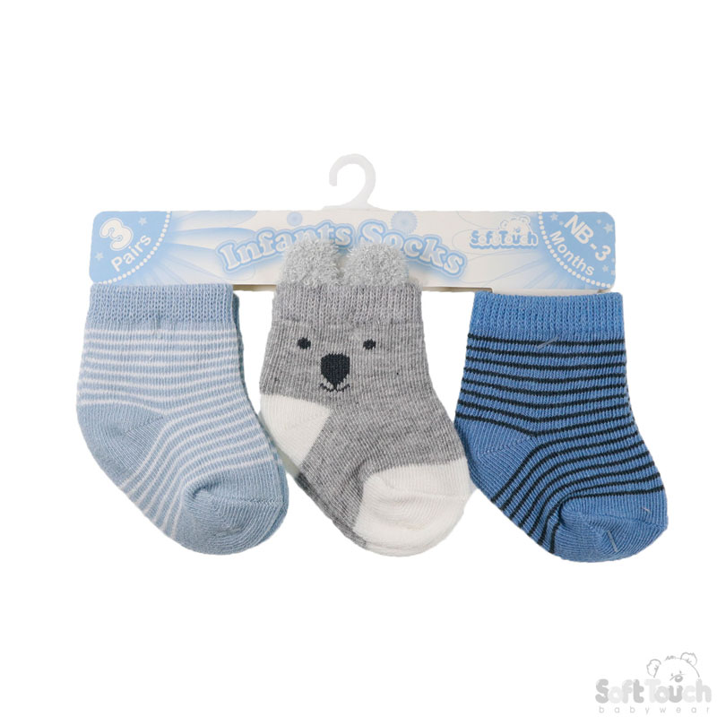 Bear/Stripes 3 Pack Socks No. S164