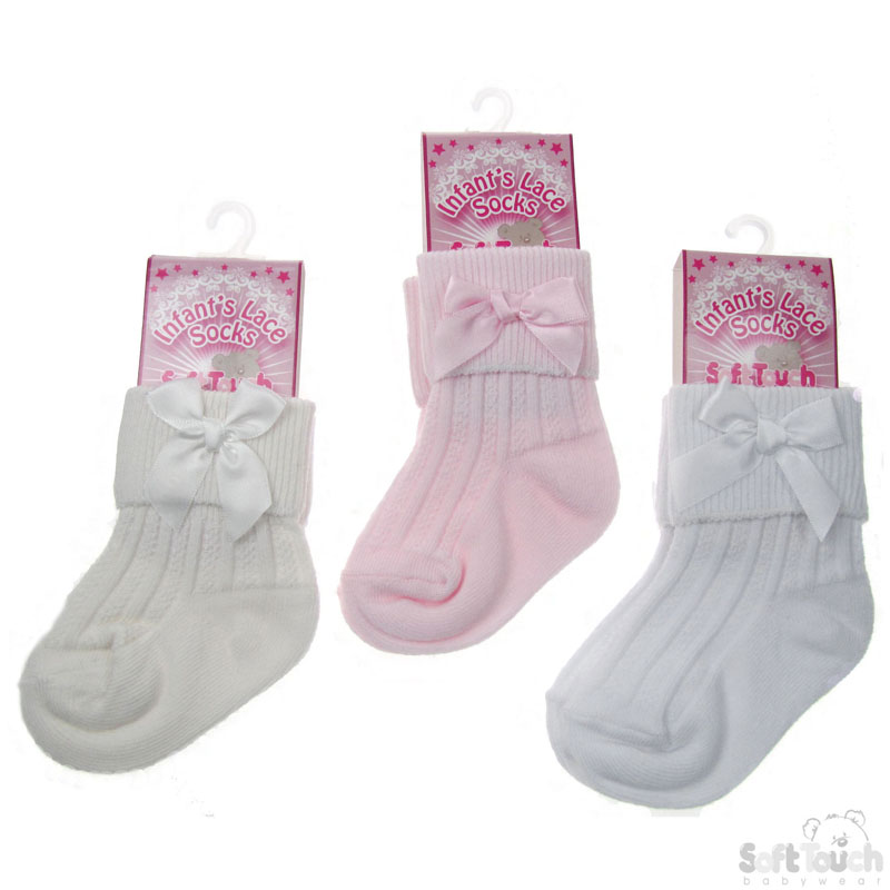 Infants Ribbed Socks W/Bow  S19