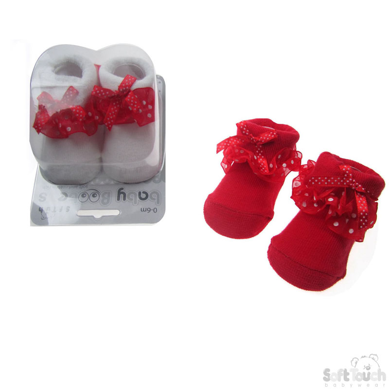 Infants Red Lace Socks No. S221-R