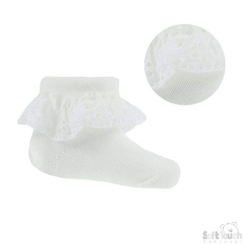 Plain Cream Lace Socks No. S23-C