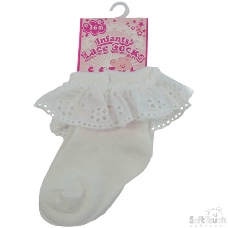 Plain Cream Lace Socks No. S23-C