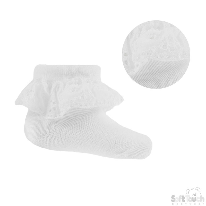 Plain White Lace Socks No. S23-W