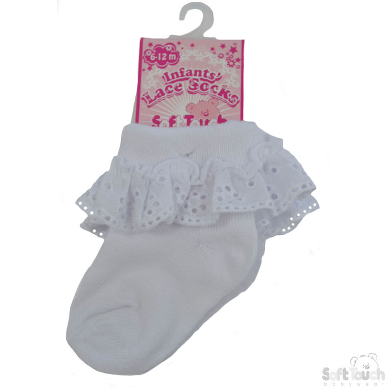Plain White Lace Socks No. S23-W