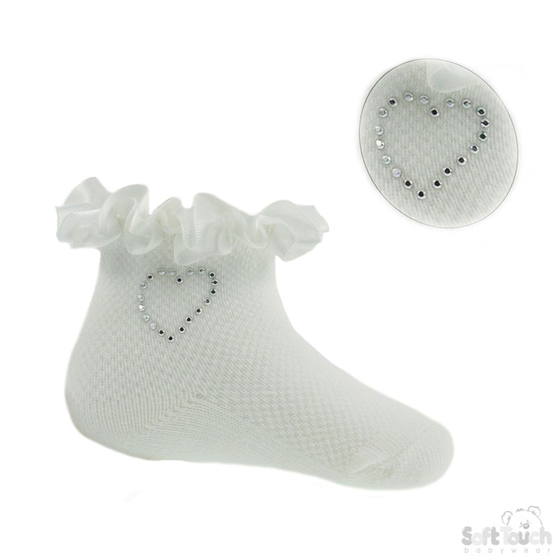 Cream Jaquard Socks with Lace No. S245-C