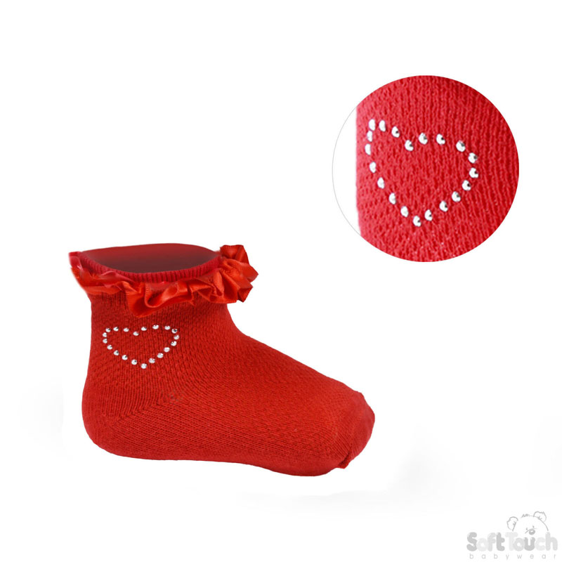 Red Jaquard Socks W/Lace No. S245-R