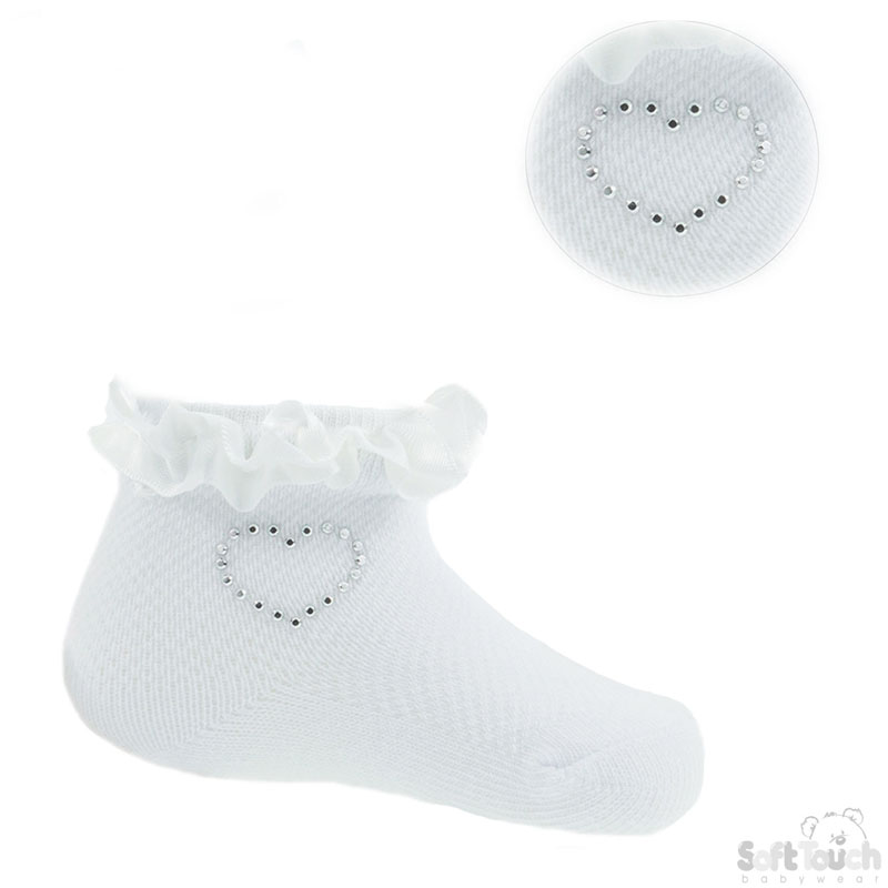 White Jaqaurd Socks W/Lace No. S245-W