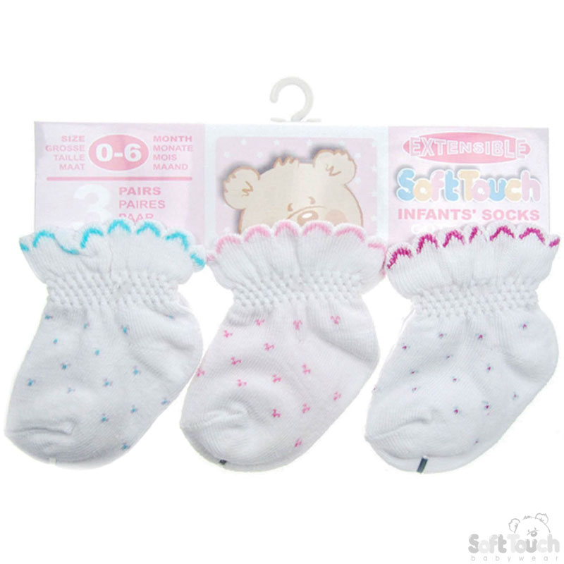 Girls Dotted 3 Pack Socks: S264