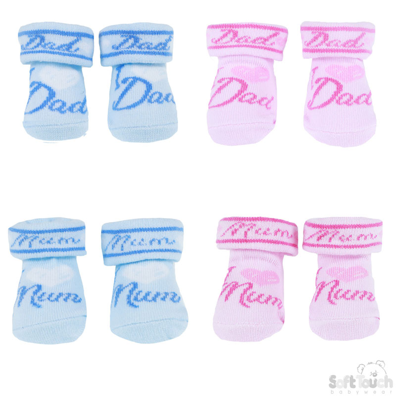 Pink/Blue Socks : I Love Mum/Dad No. S285