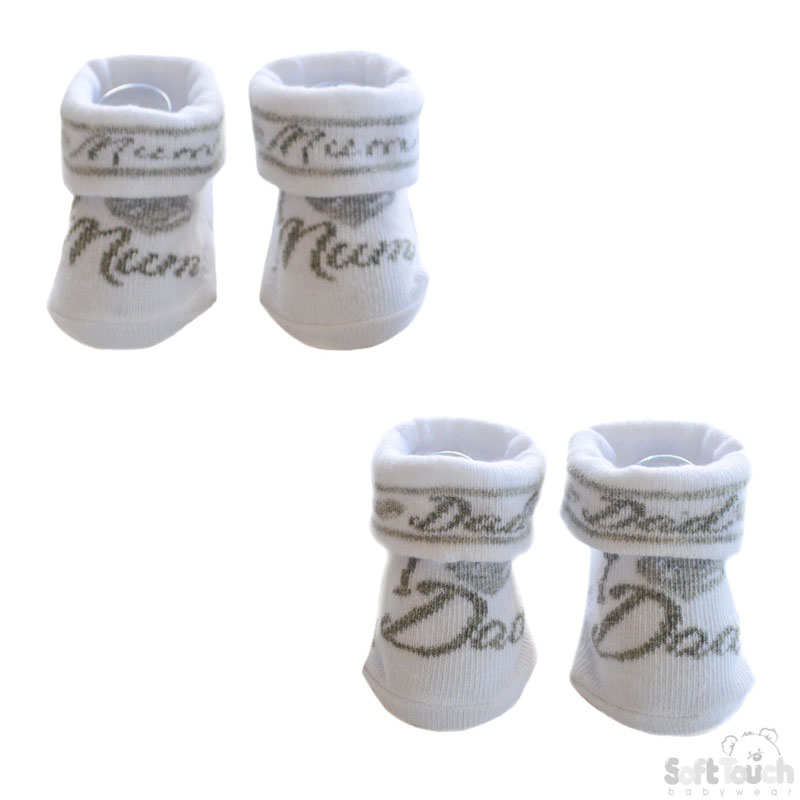 Grey/ White I Love Mum/Dad Socks No. S286