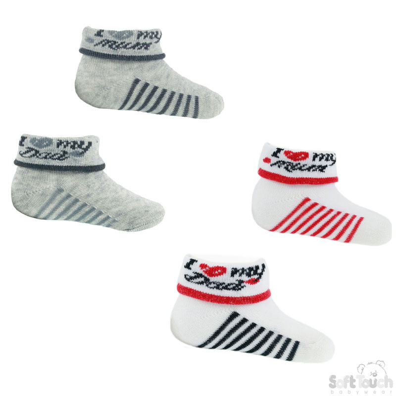 Grey/Black/Red I Love  My Mum/Dad Socks No. S288