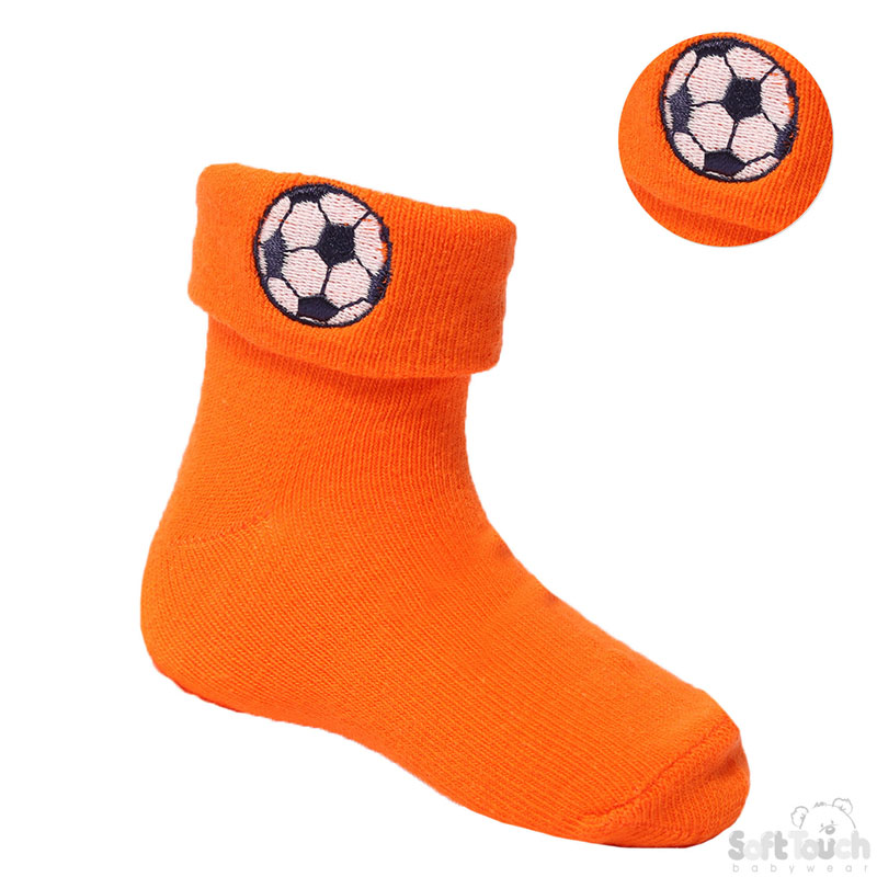 Orange Ankle Socks W/Football Emb No. S328-O
