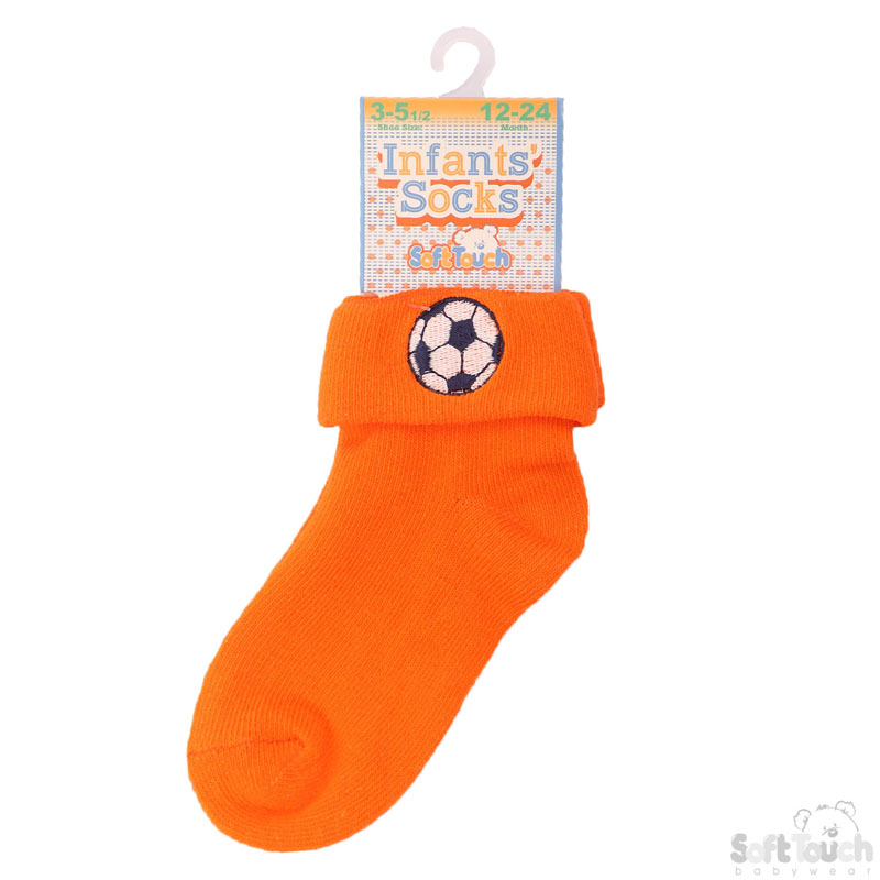 Orange Ankle Socks W/Football Emb No. S328-O
