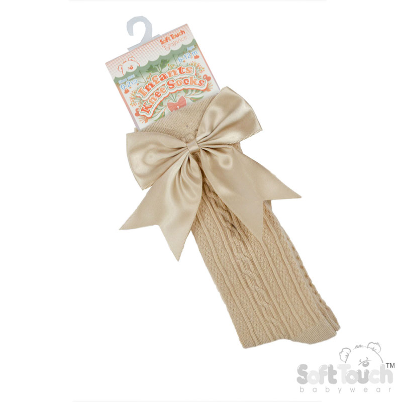 Coffee 'Elegance' Knee Length Socks w/Satin Bow : S350-COF