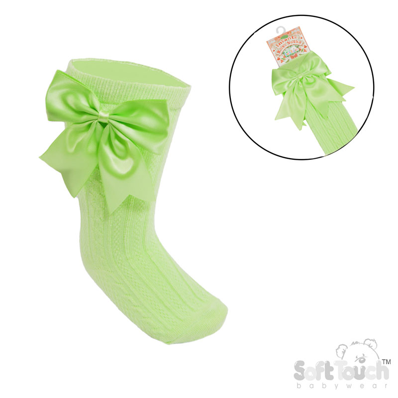 Baby Mint 'Elegance' Knee Length Socks w/Satin Bow : S350-MI