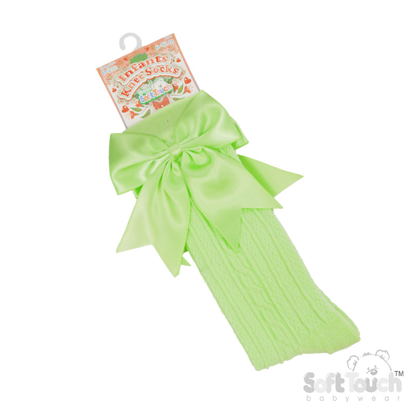 Baby Mint 'Elegance' Knee Length Socks w/Satin Bow : S350-MI