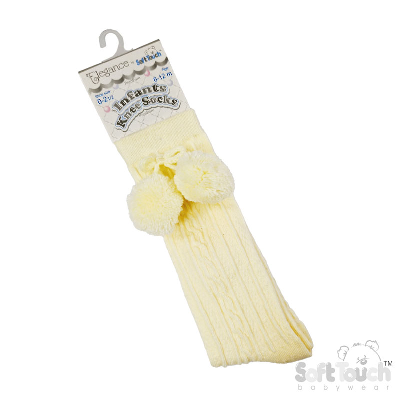 Lemon 'Elegance' Knee Length Socks w/Pom Pom : S355-LEM