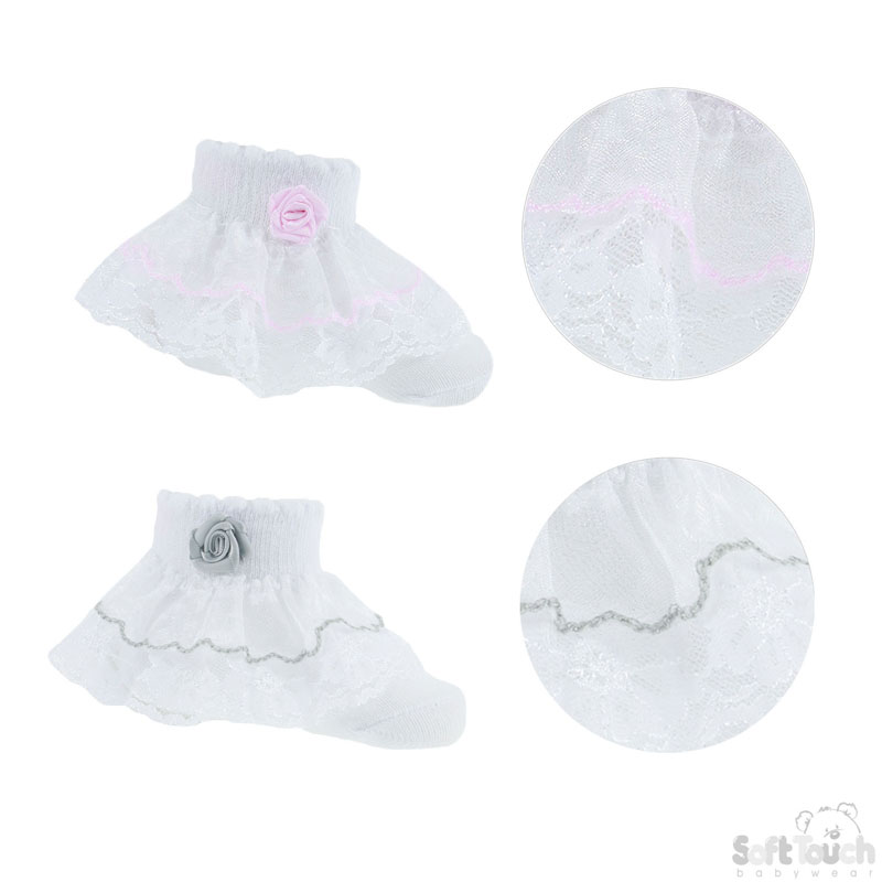 Plain Socks W/Lace, Rose & Frill No. S37