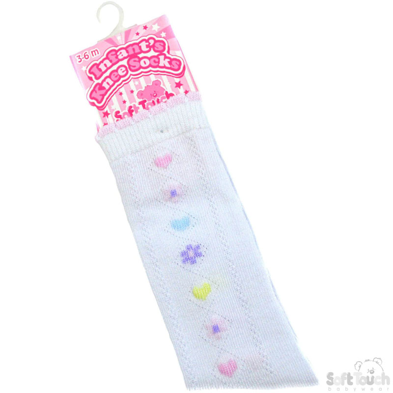 Jaquard Knee Length Socks W/Hearts No. S39