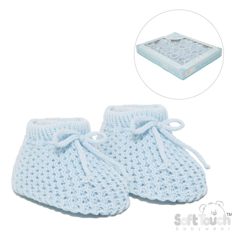 Blue Acyrlic Baby Bootees No. S401-B
