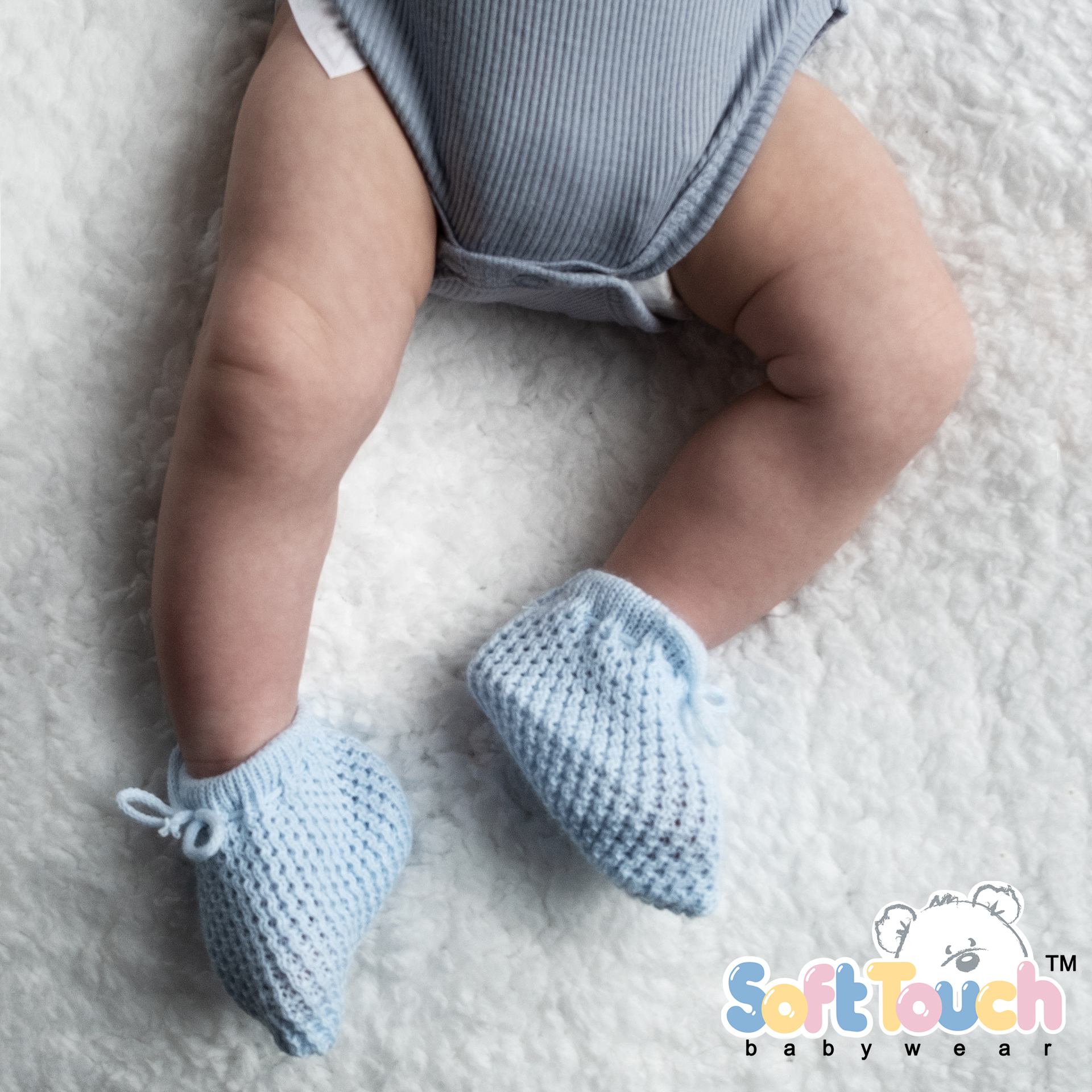 Blue Acyrlic Baby Bootees No. S401-B