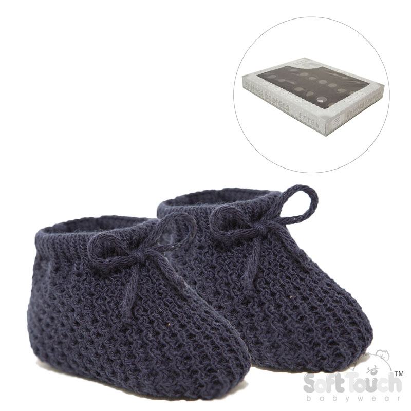 Navy Acrylic Baby Bootees No. S401-N