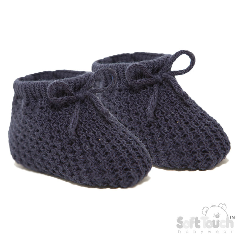 Navy Acrylic Baby Bootees No. S401-N