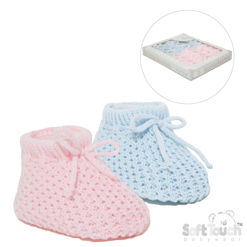 Pink/Blue Acrylic Baby Bootees  No. S401-PB