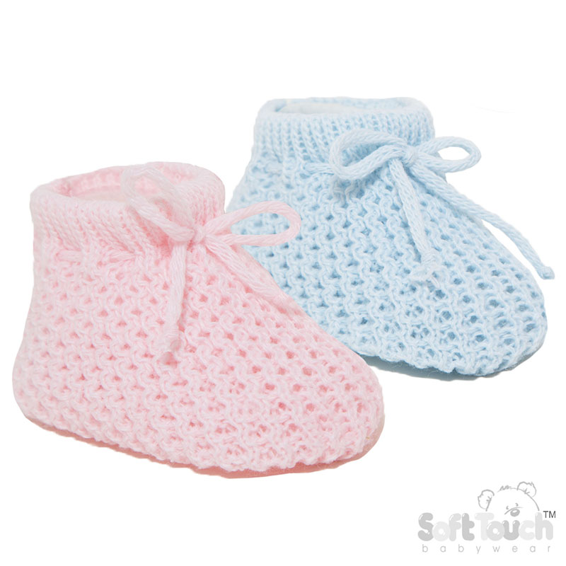 Pink/Blue Acrylic Baby Bootees  No. S401-PB