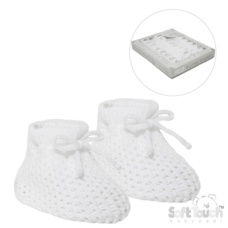 White Acrylic Baby Bootees No.S401-W