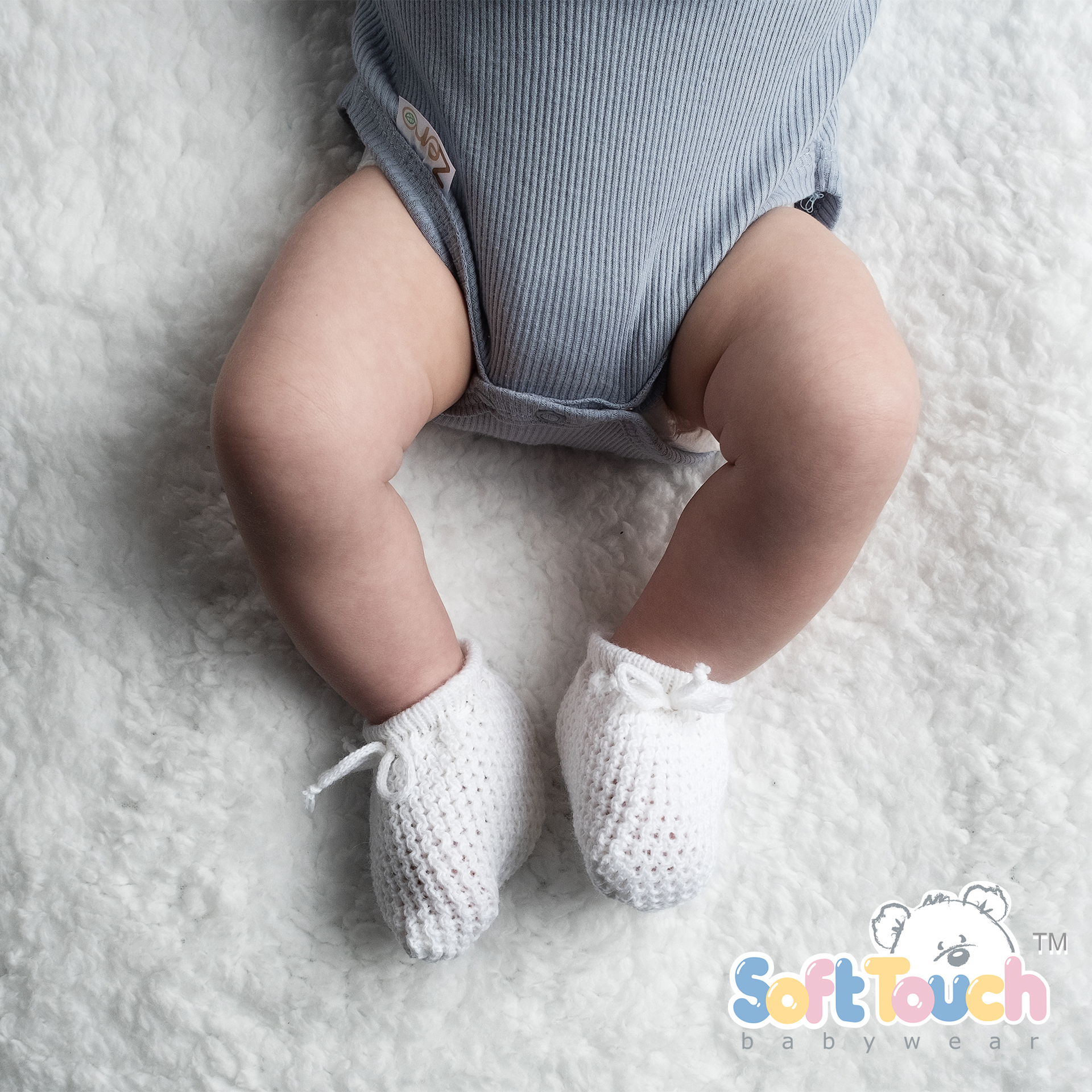 White Acrylic Baby Bootees No.S401-W