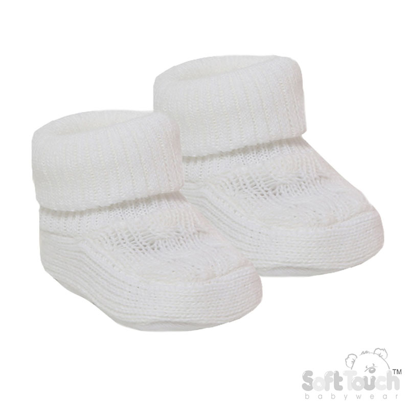 Acrylic Turnover Baby Bootees: S403-W
