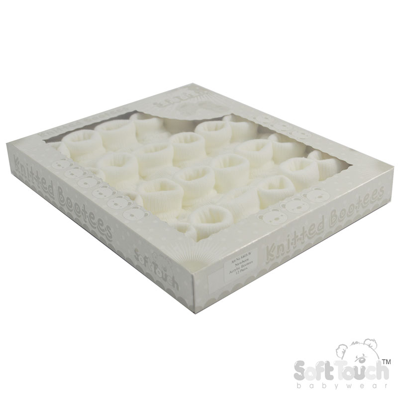 Acrylic Turnover Baby Bootees: S403-W