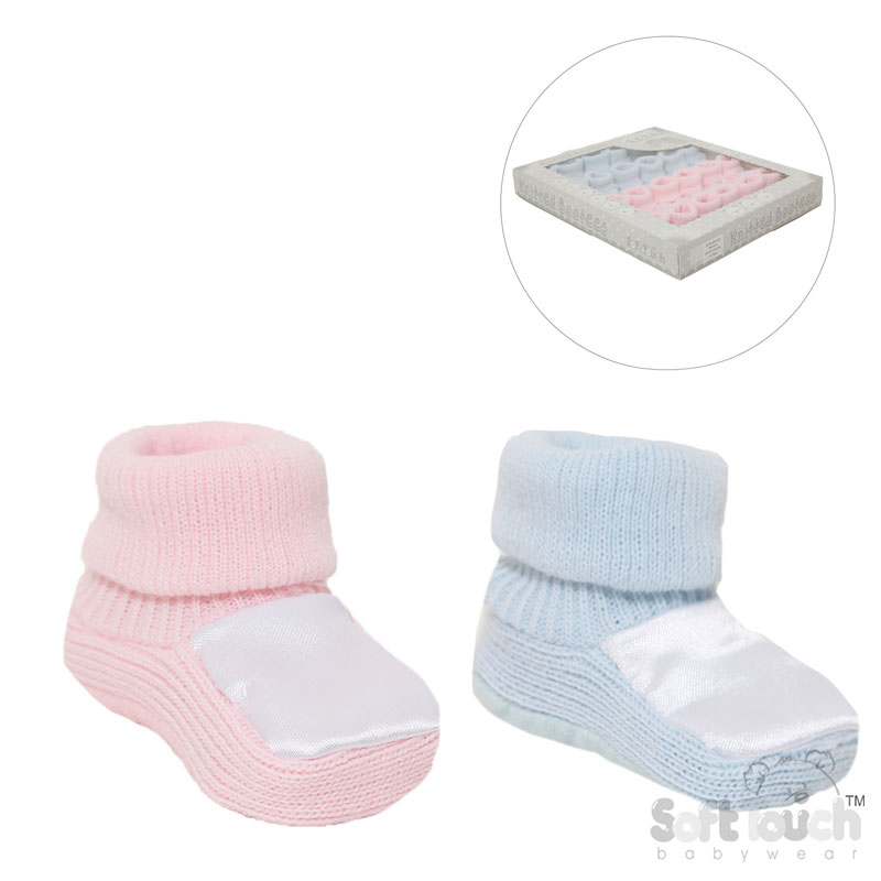 Pink/Blue Acrylic/Satin Bootees No. S404-PB