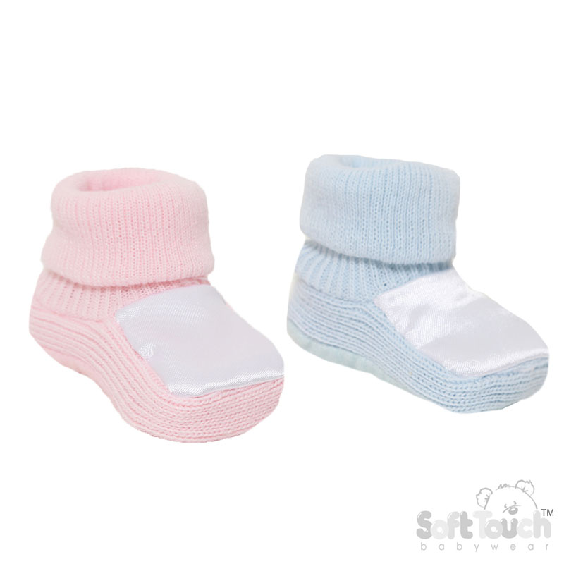 Pink/Blue Acrylic/Satin Bootees No. S404-PB