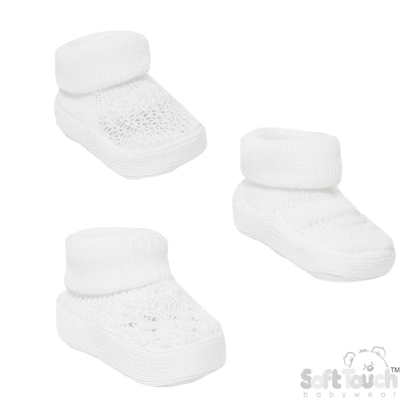 White Acrylic Baby Bootees No. S406