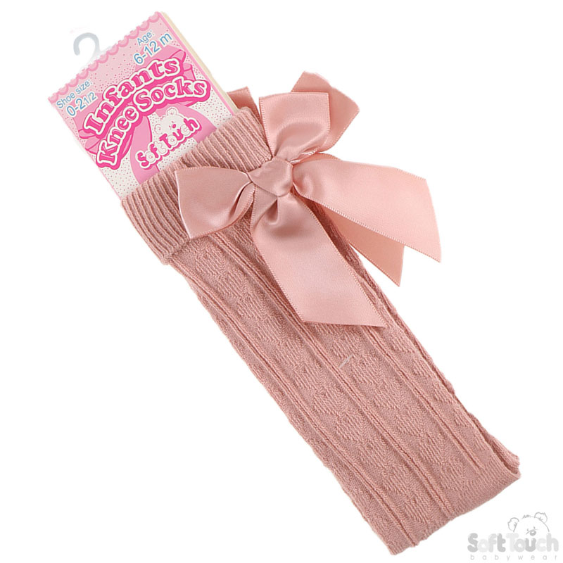 Rose Gold Knee Length Socks W/Bow No. S41-RO
