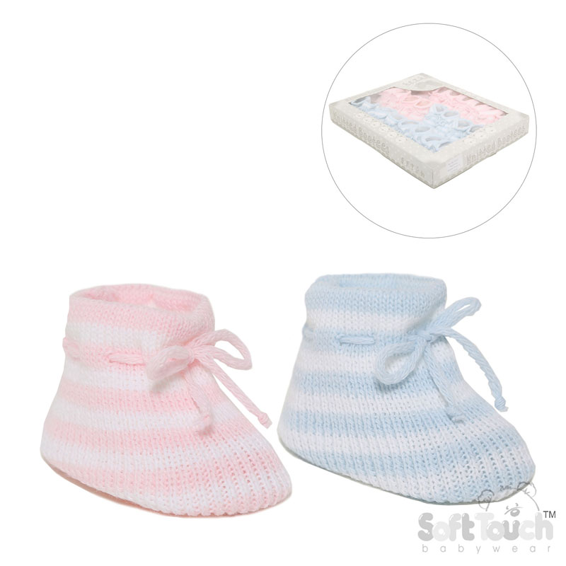 Acrylic Baby Bootees W/Stripes No. S411