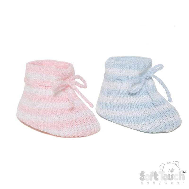 Acrylic Baby Bootees W/Stripes No. S411