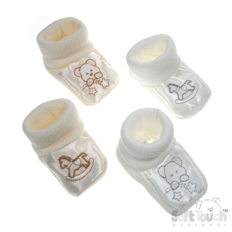 Acrylic Satin Bootees-W/Emb S413