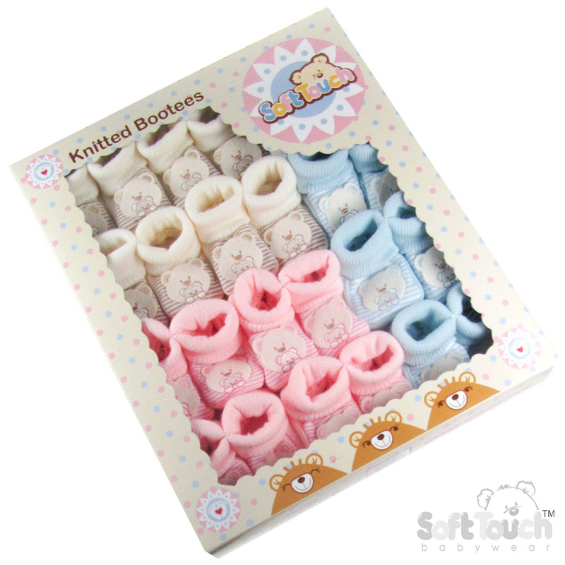 Acrylic Bootees - Bear Applique No.S418