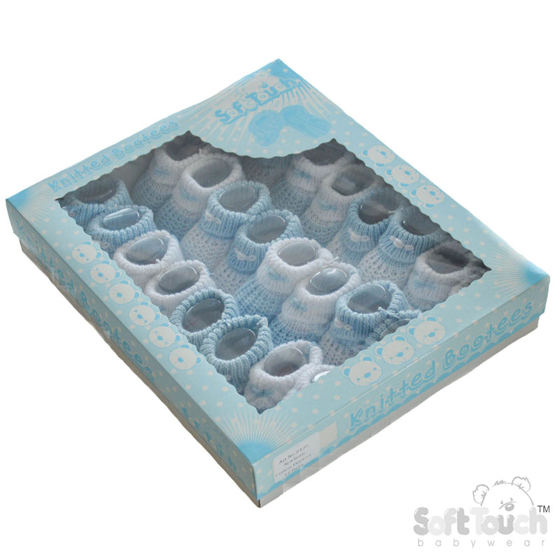 Blue/White Cotton Bootees No. S420